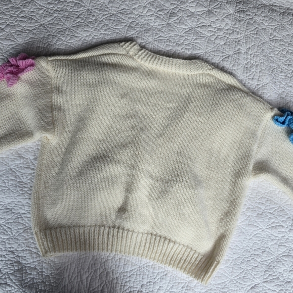 Dreamers Cream Knit Cardigan With Colorful Crochet 3D Flowers Sweater - Picture 11 of 14